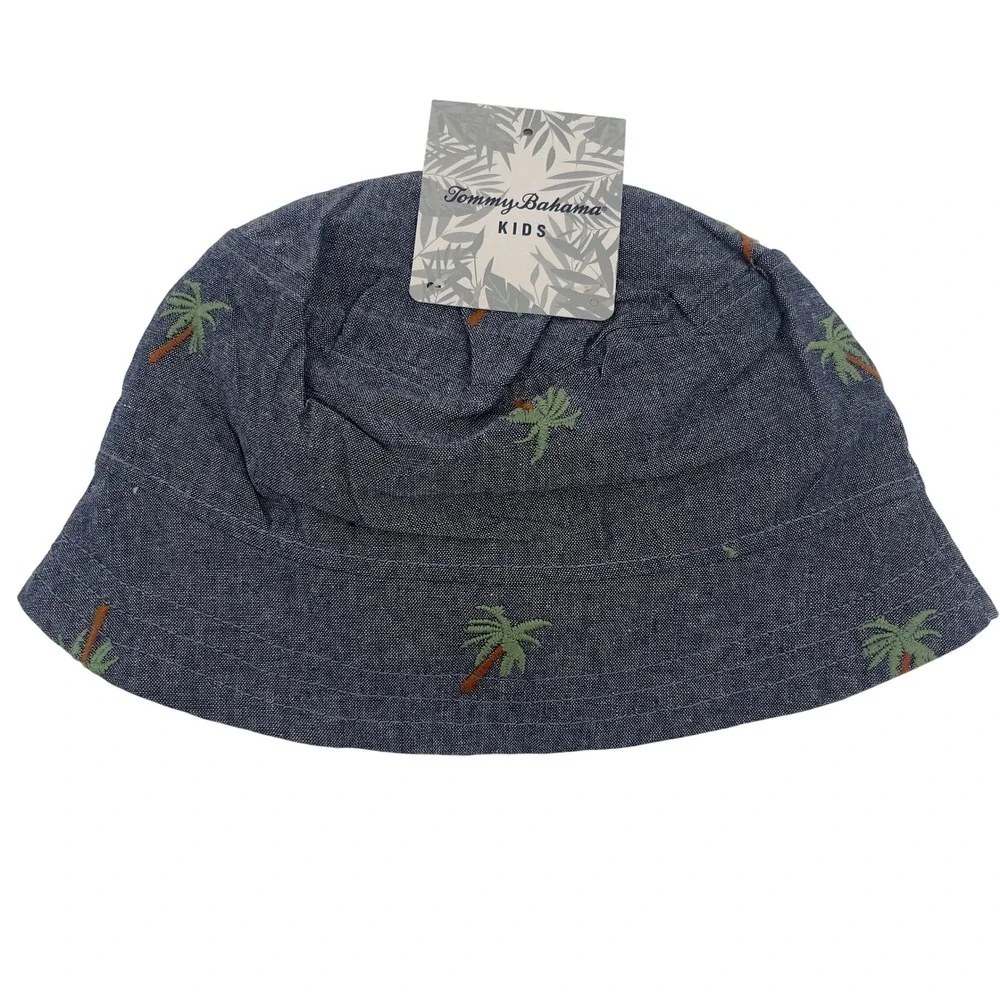 NEW Tommy Bahama Kids Blue‎ Palm Tree Print Bucket Hat